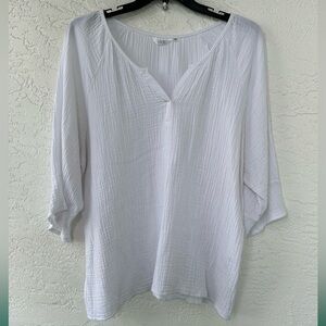Kaktus NWOT Cotton White 3/4 Sleeve 2X Top